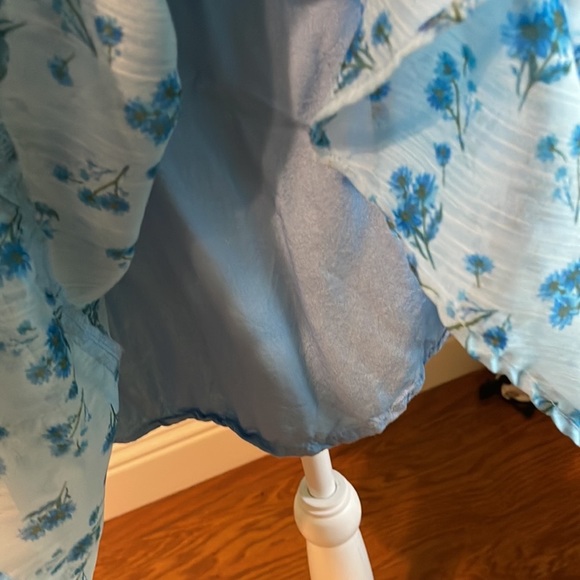 ☀️ Urban Outfitters Summer Dress Blue Flowery VNeck Cinched Medium Fits S - Picture 12 of 12